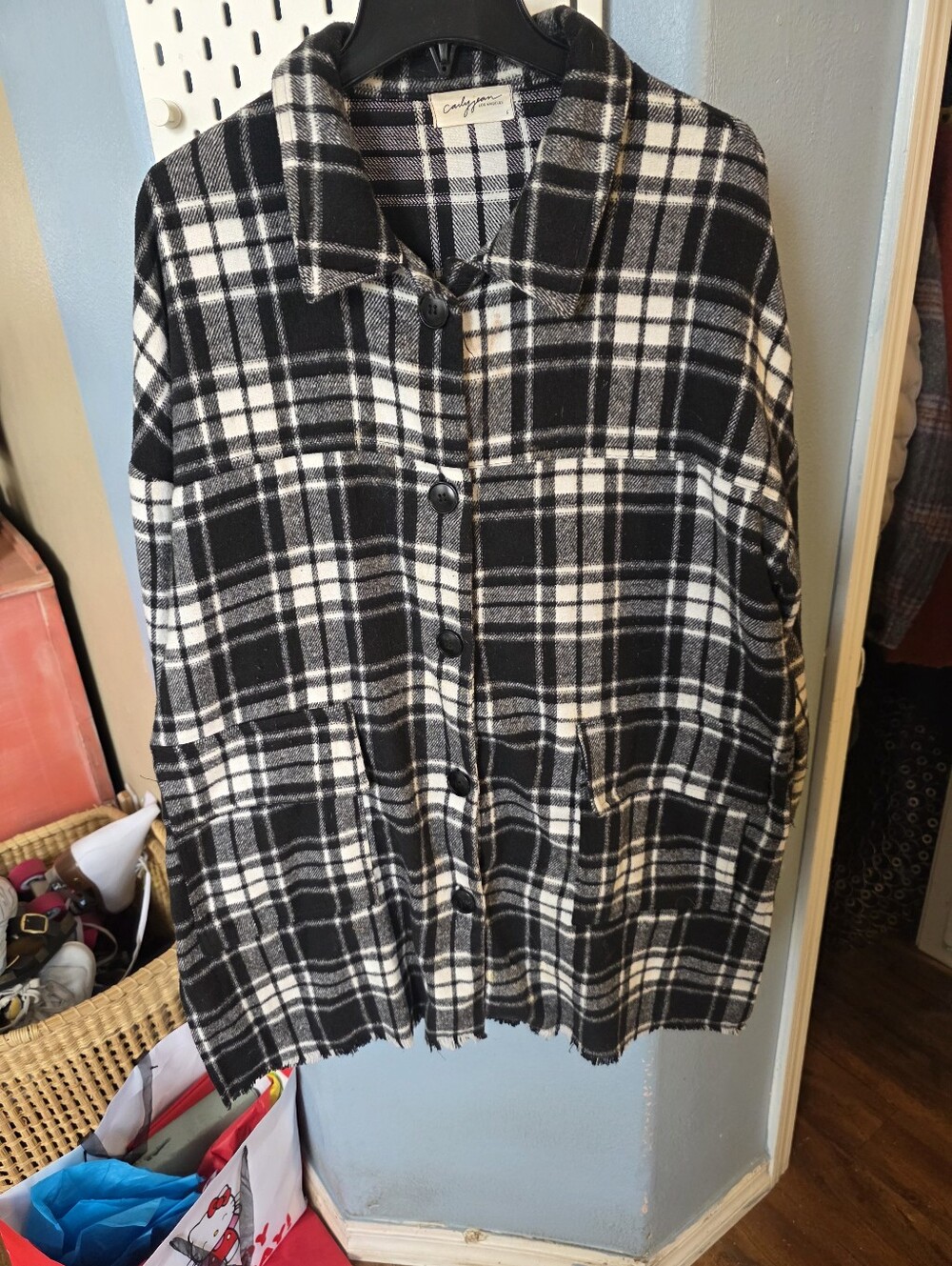 Carly Jean Caslon Black & White Plaid Overshirt Shacket